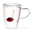 Tasse en verre personnalisée à double paroi pour thé à la menthe poivrée